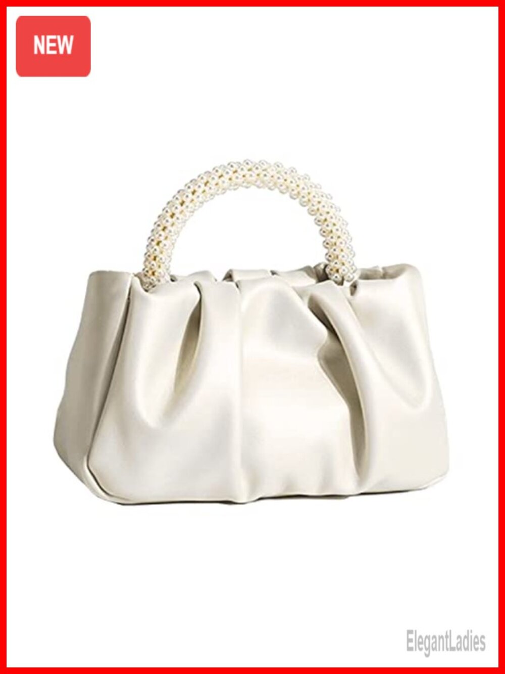 Pearl Evening Clutch Purse with Pearl Handle Wedding Party Bag